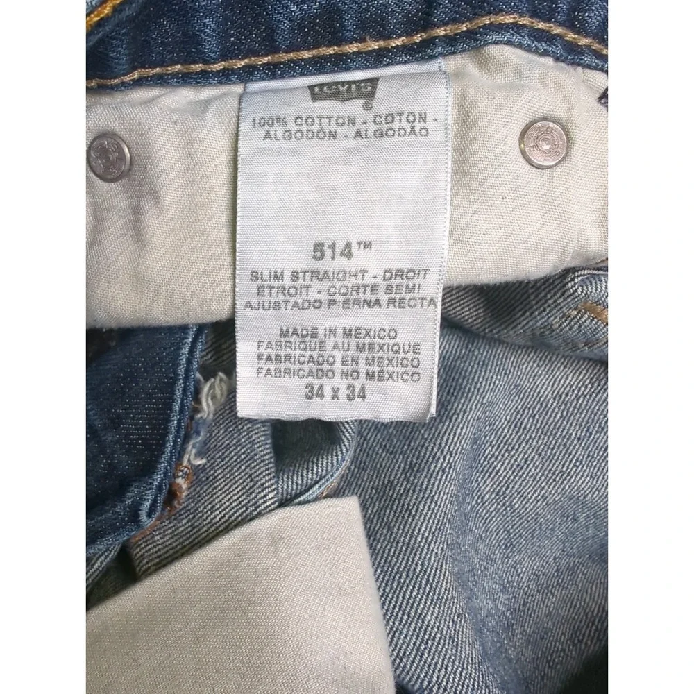 Lot of 2 Levis 514 Straight Leg Mens Jeans 34x34 Denim Medium Wash Fade Bundle